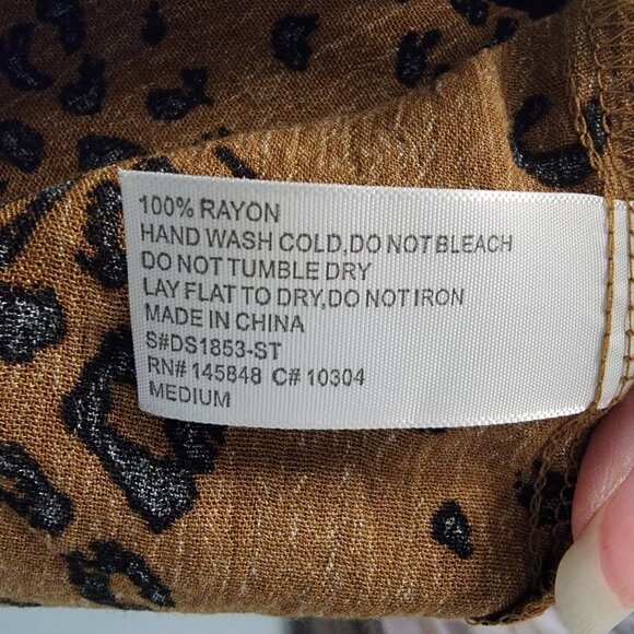 NWOT FRENCH GREY Maxi Dress w Shoulder Ties Brown & Black Animal Print Size M - Picture 10 of 14